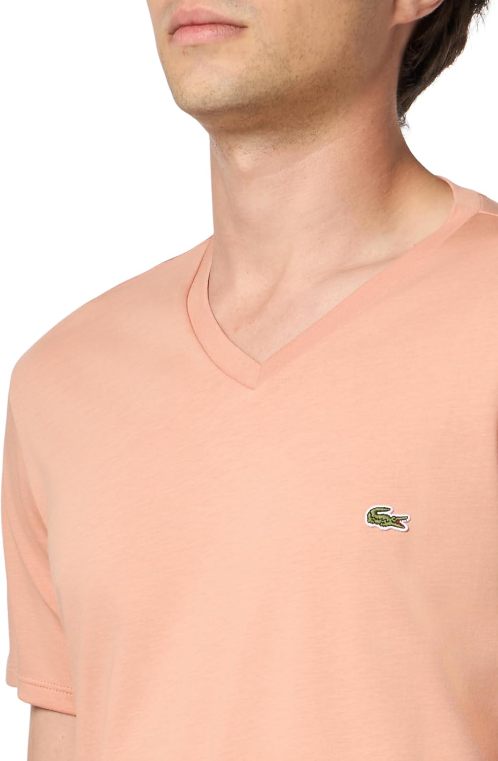 Футболка Lacoste, мужская, с V-образным вырезом из хлопка Pima, коричневый — фото 3