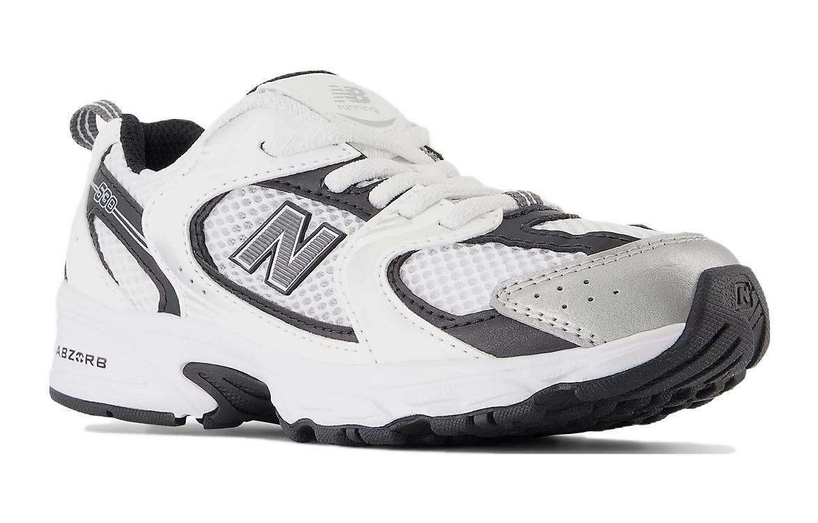 Износостойкие низкие детские повседневные кроссовки White Black Kids' New Balance — фото 3