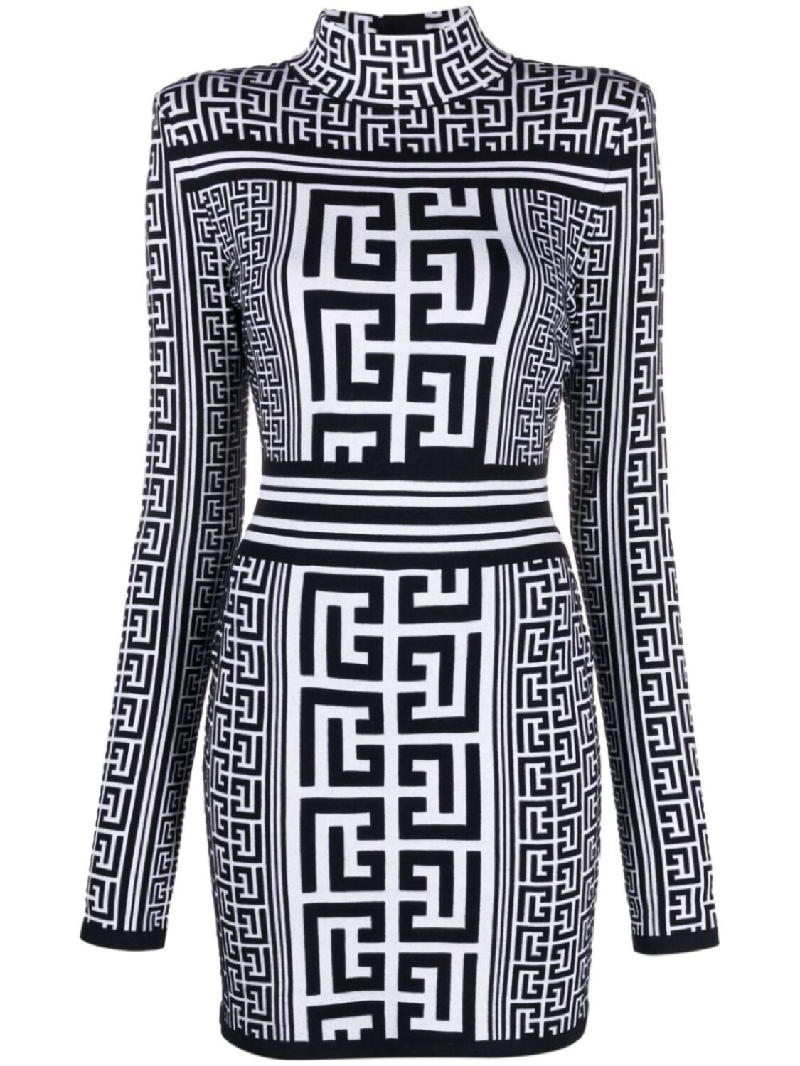 

Balmain платье мини с длинными рукавами и монограммой, белый