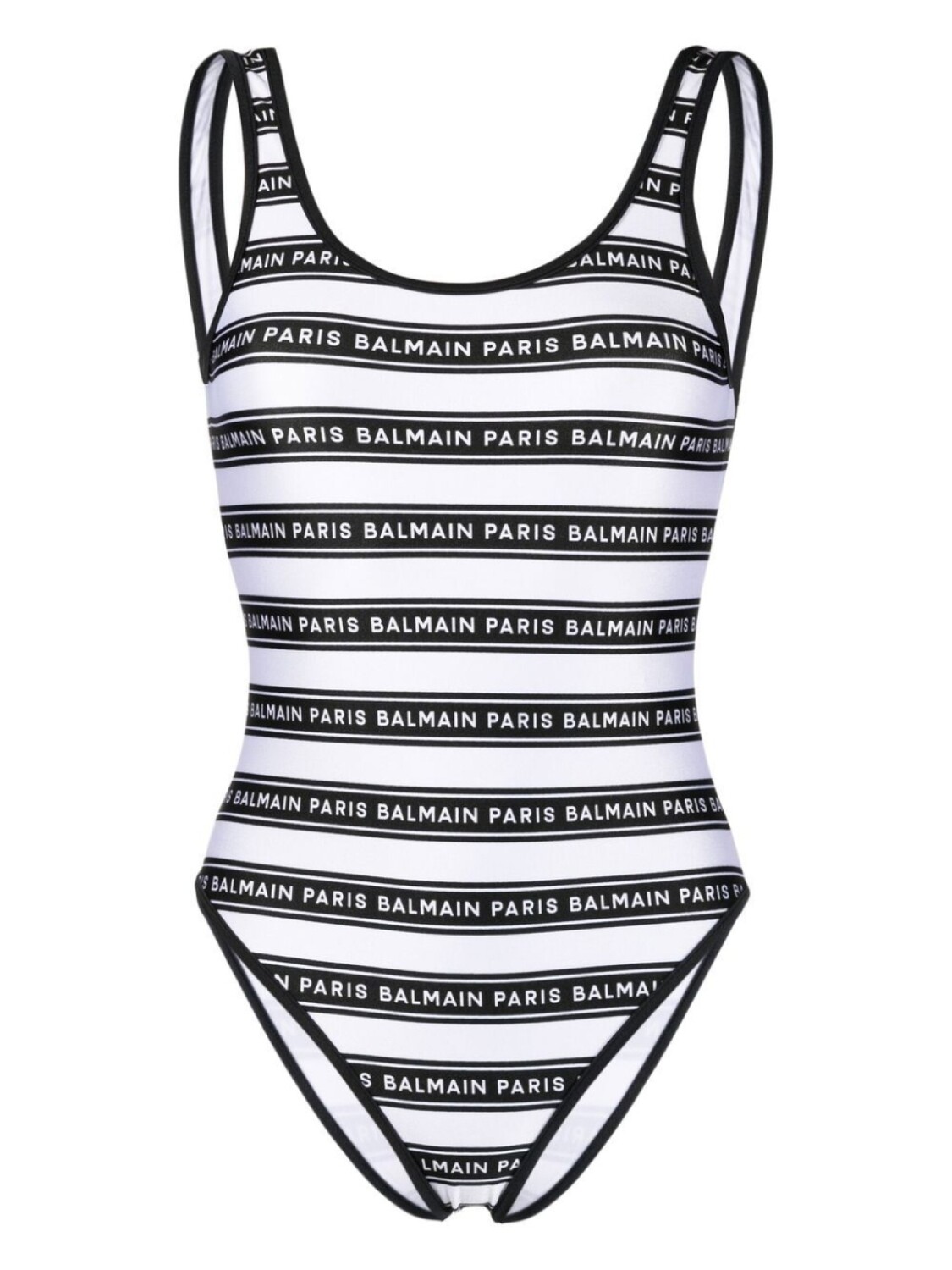 

Balmain купальник в полоску с логотипом, белый