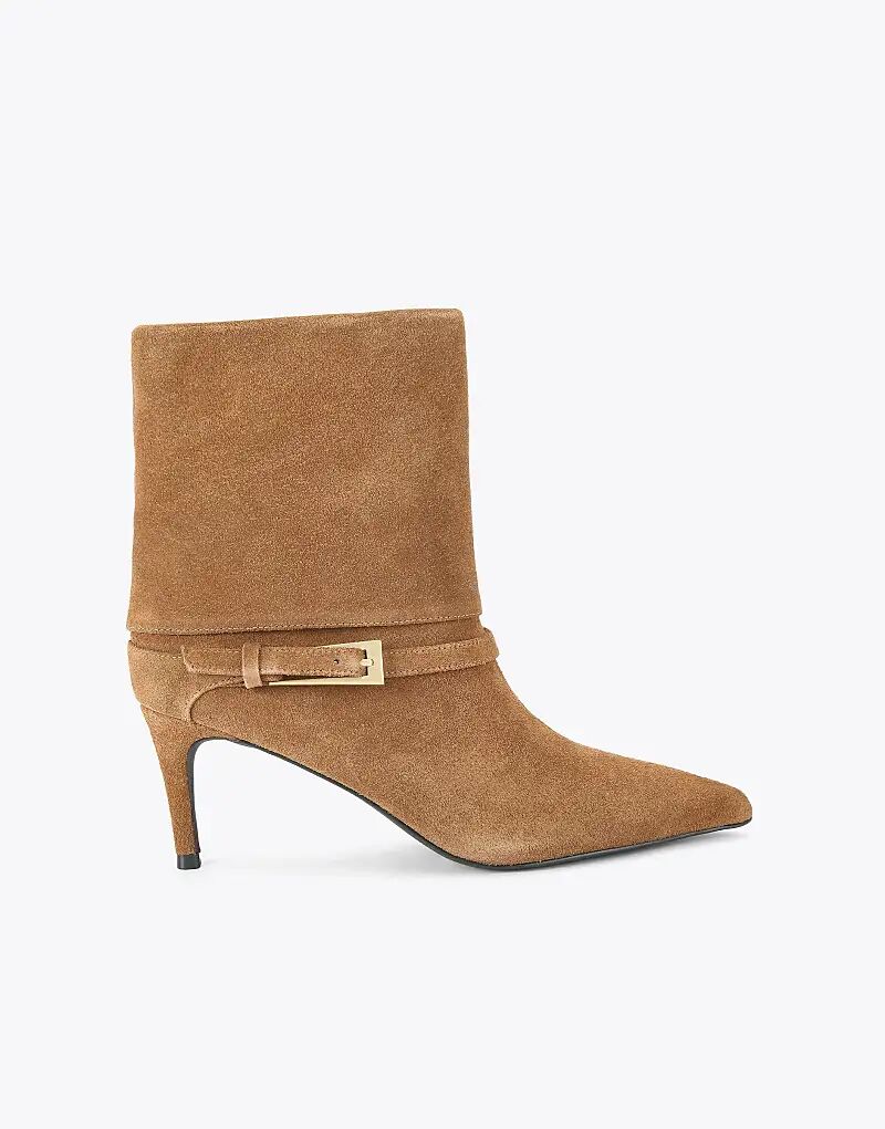 Ботильоны KG Kurt Geiger Trinity средней высоты из замши цвета верблюжьей шерсти