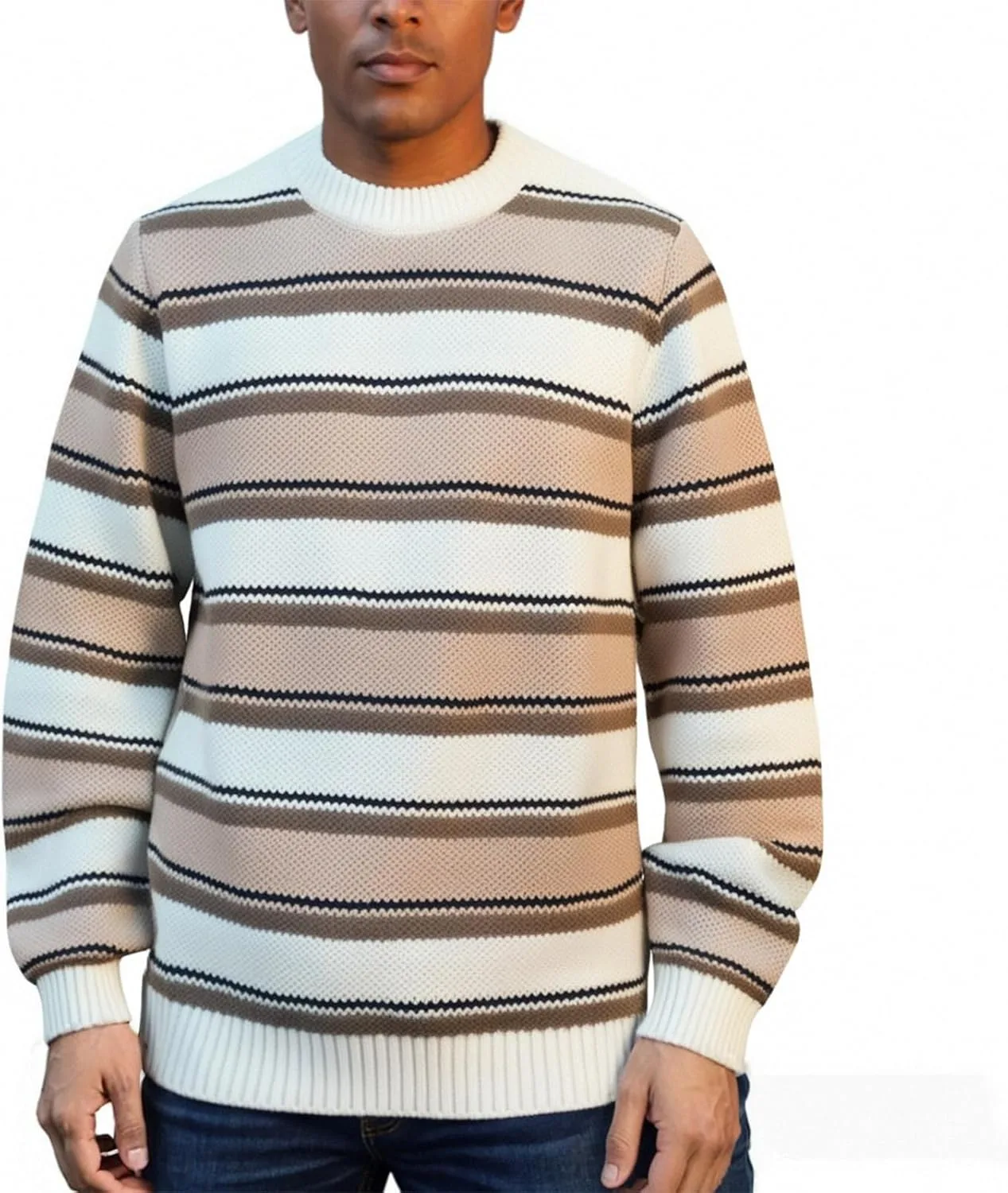 

Мужской свитер-пуловер с длинными рукавами и круглым вырезом