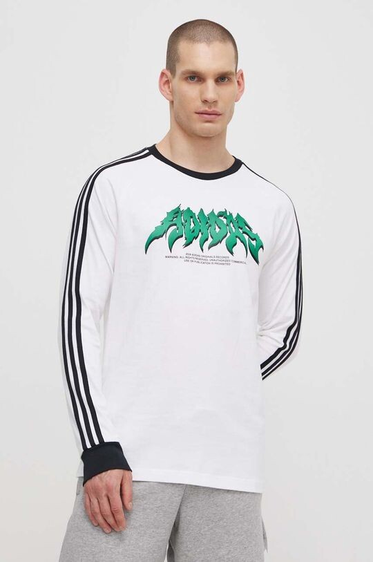 Хлопковая рубашка с длинными рукавами Flames adidas Originals, белый — фото 4