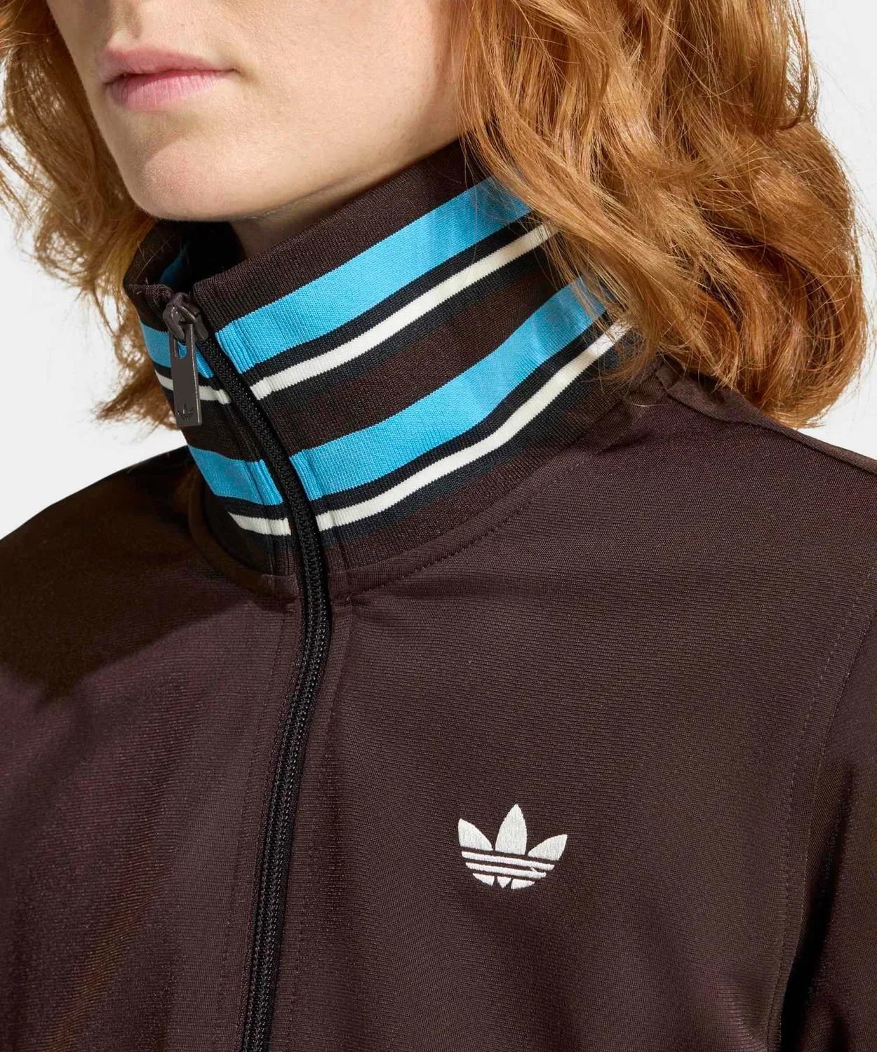 Трек-топ с воротником-воронкой, Adidas Originals, коричневый — фото 4