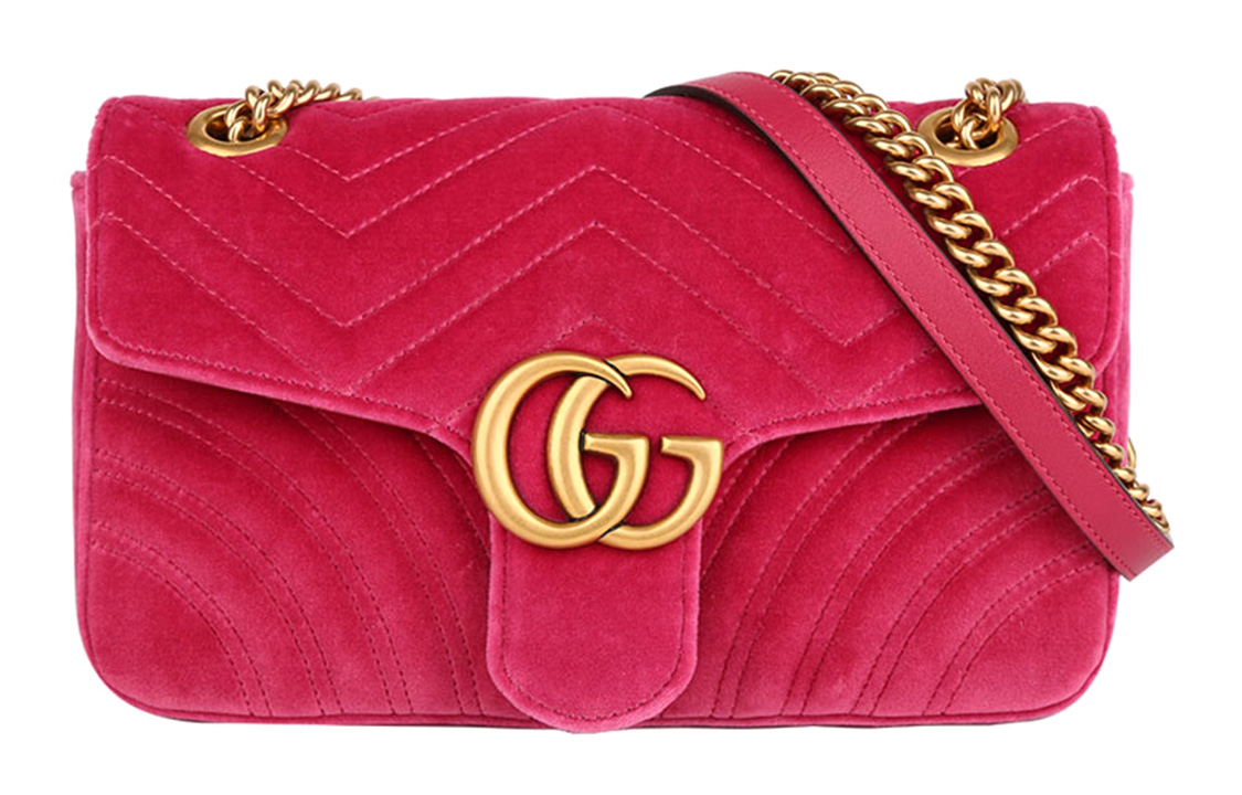 

GUCCI Сумка GG Marmont бархатная через плечо женская фуксия