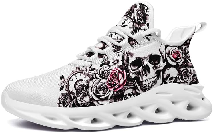 

Модные кроссовки с черепом для мужчин и женщин, с дерзкой элегантностью, готические легкие кроссовки из сетки EVA для ходьбы, тенниса и спорта Awsole, белый