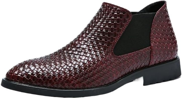 

Мужские ботинки Chelsea, классические мужские ботинки, модные ретро, противоскользящие деловые кожаные туфли, кожаные ботинки без шнуровки Zestrelax, красный