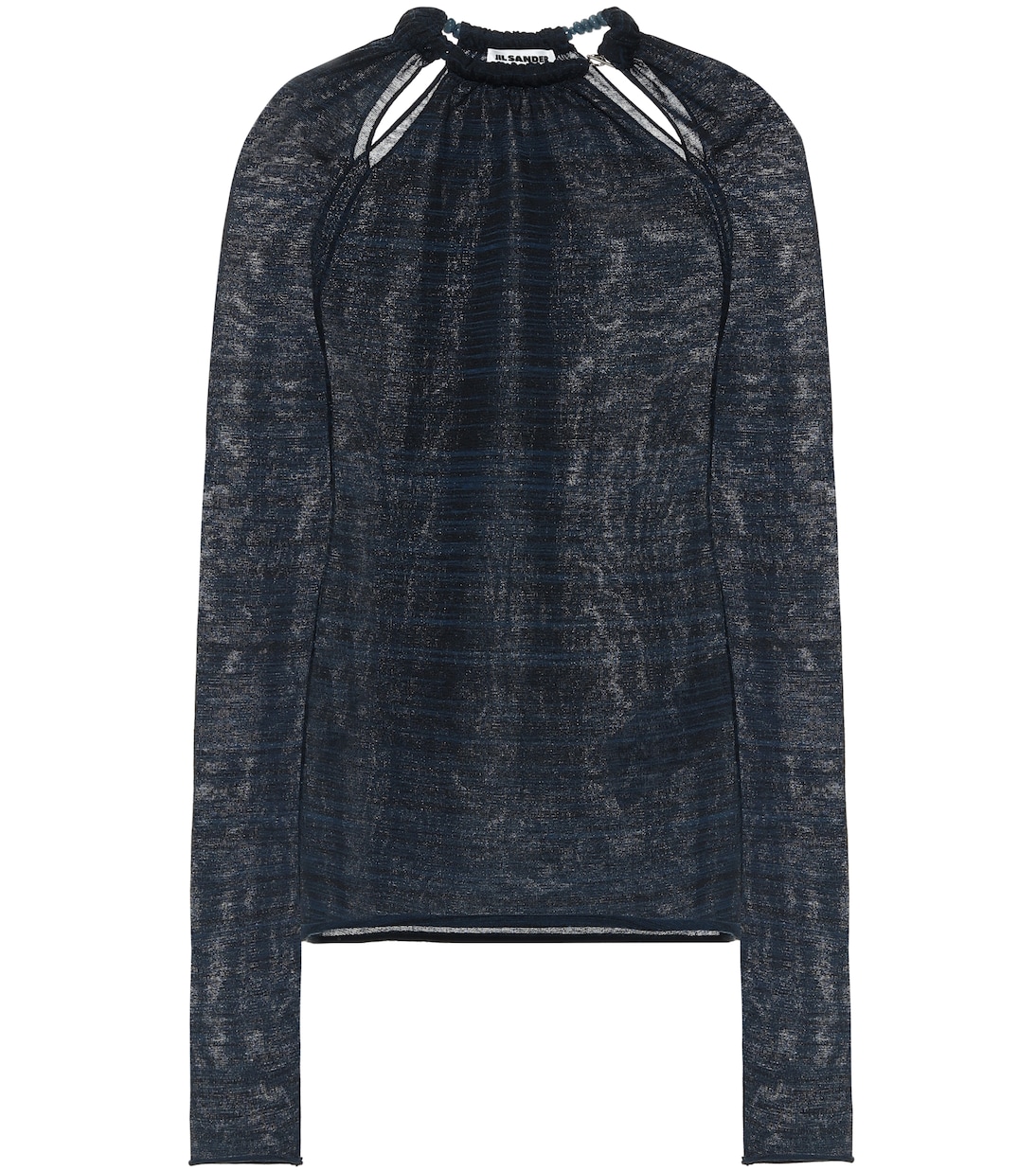 

Топ из смесовой шерсти с воротником, украшенным бисером Jil Sander, Open Blue