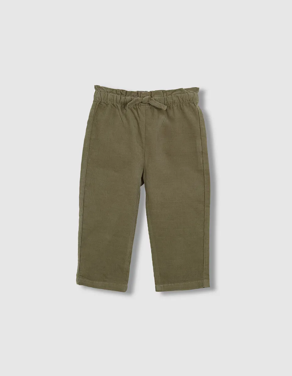 

Вельветовые штаны для малышек с эластичным поясом и бантом Gocco, зеленый