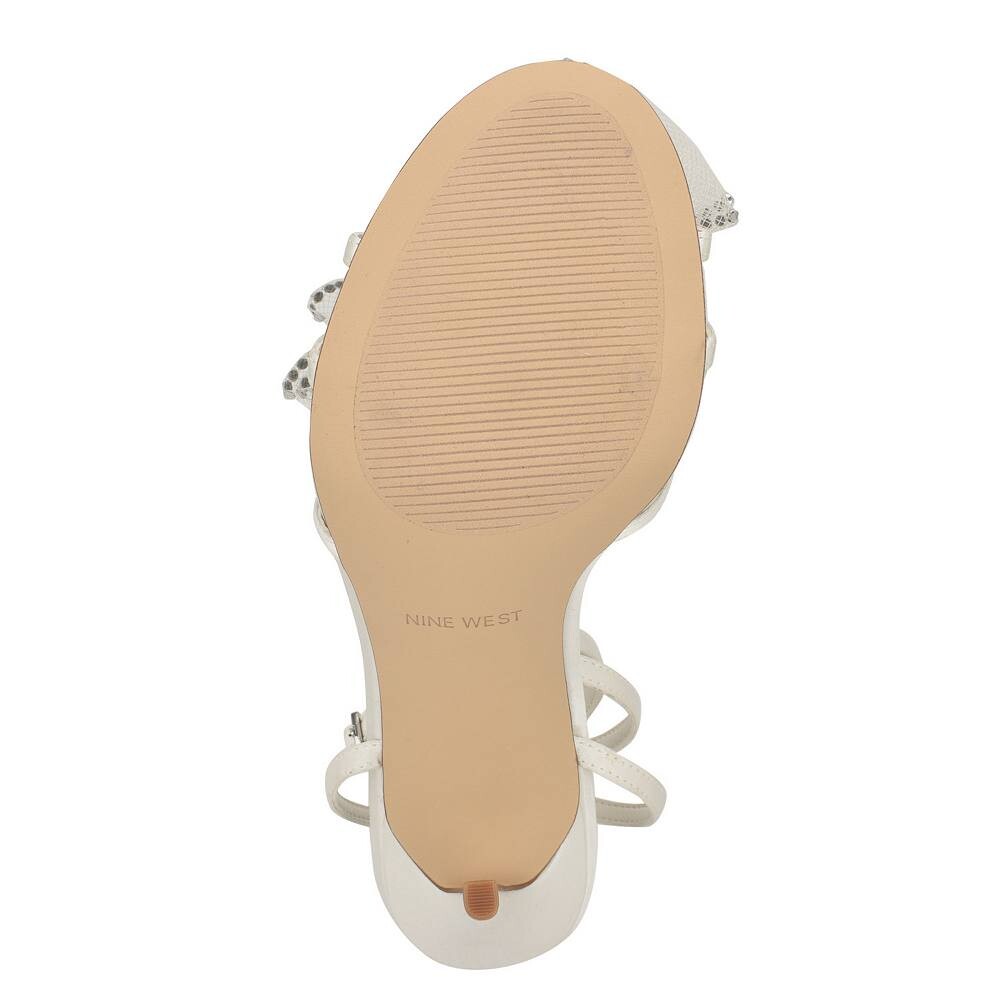 Женские модельные босоножки на каблуке-шпильке Nine West Minky Bridal, цвет White Satin — фото 3