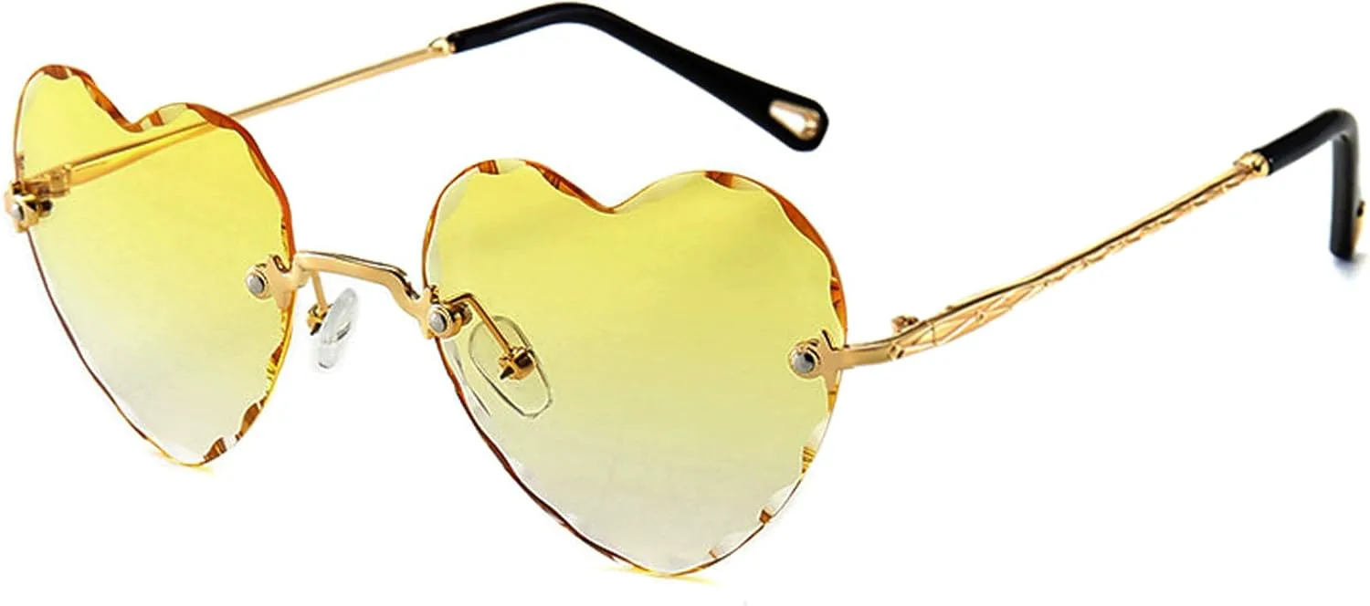 

Солнцезащитные очки без оправы в форме сердца для женщин и девушек. Модные очки в форме сердца. Милые солнцезащитные очки в форме сердца Breaksun, Yellow Gradient