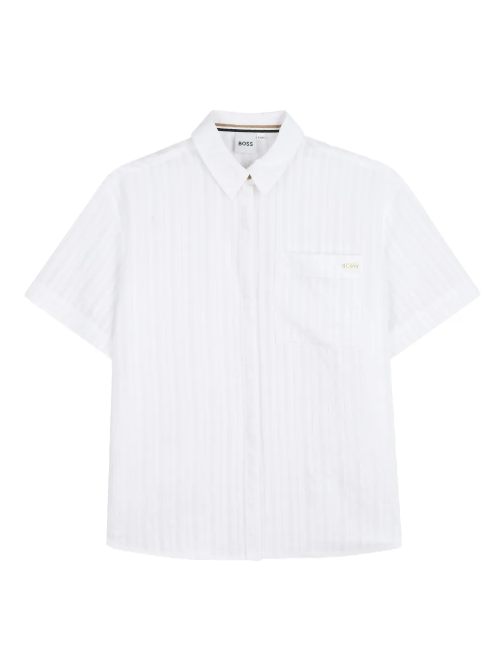 

Полосатая рубашка с короткими рукавами Boss Kidswear, белый