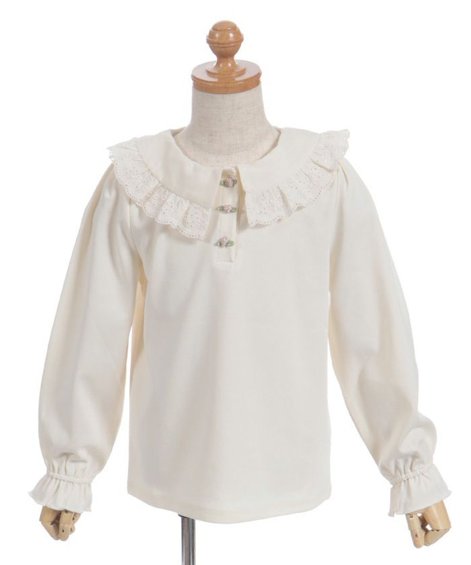 Пуловер с большим воротником, украшенный розами Axes femme kids, Off-white — фото 2