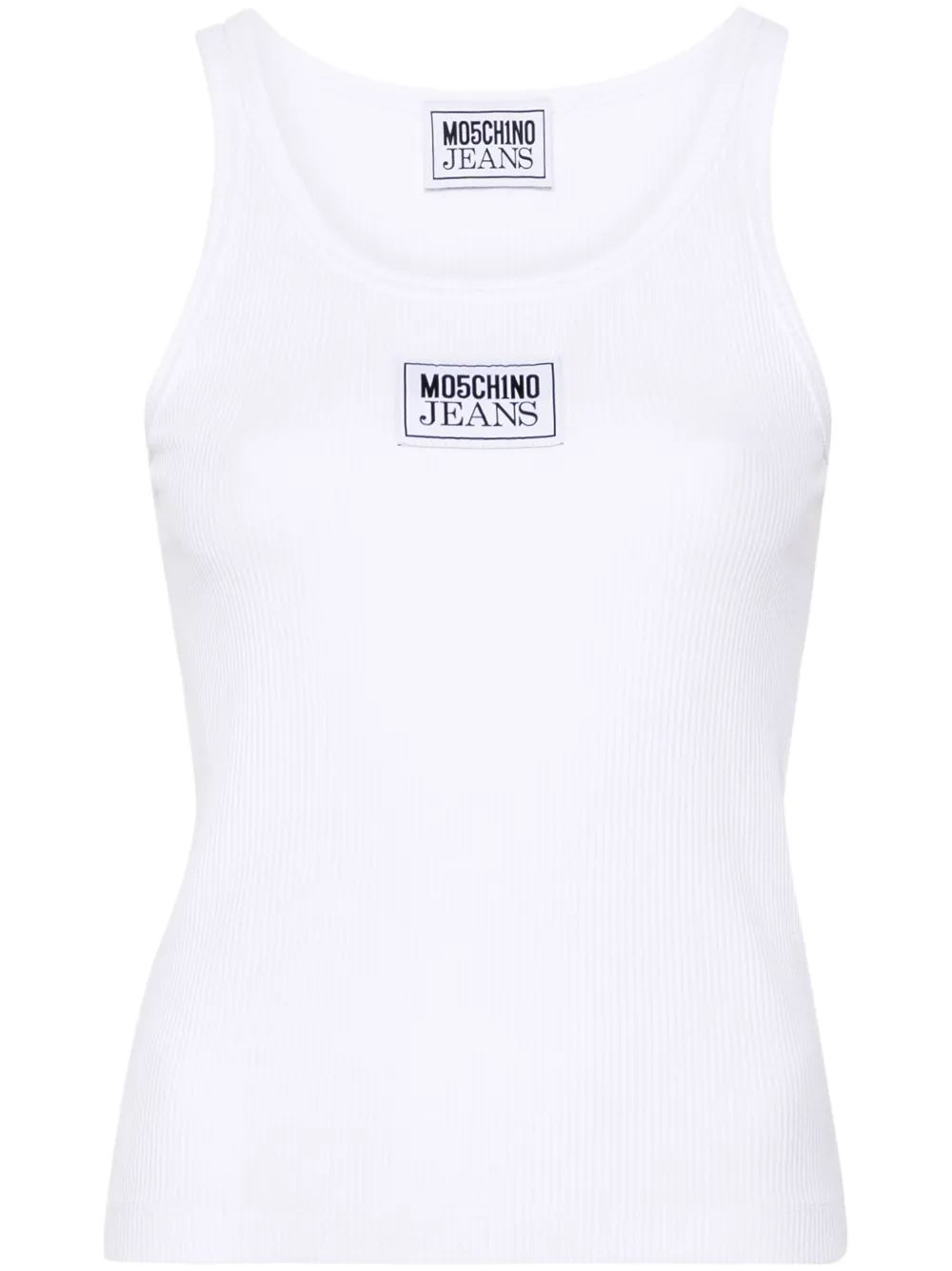 

Топ в рубчик с нашивкой-логотипом MOSCHINO JEANS, белый