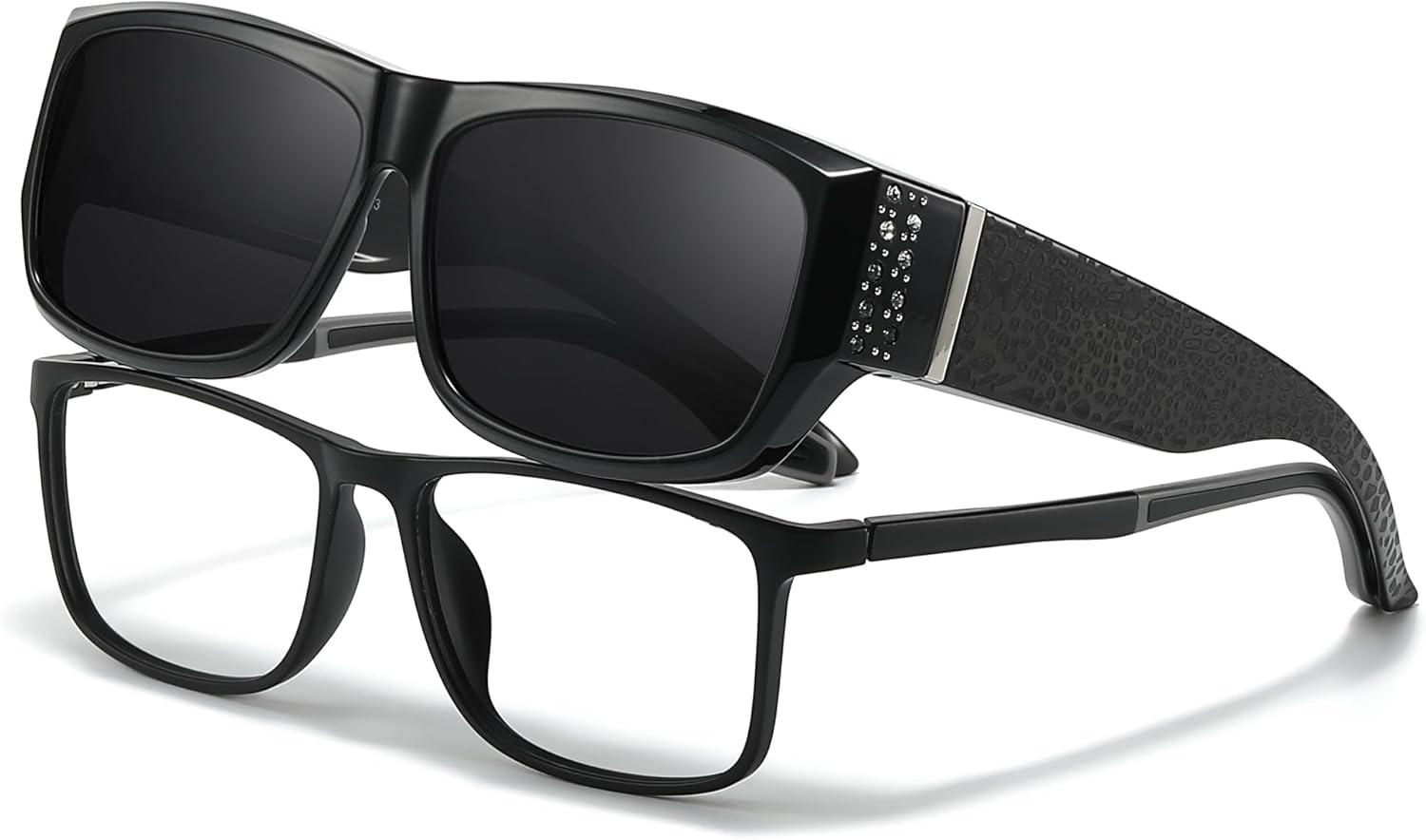 

Солнцезащитные очки Trysee для женщин, надеваемые поверх очков, с прямоугольной формой и стразами, обеспечивают защиту от УФ-излучения при вождении (TS4204), C01 Black