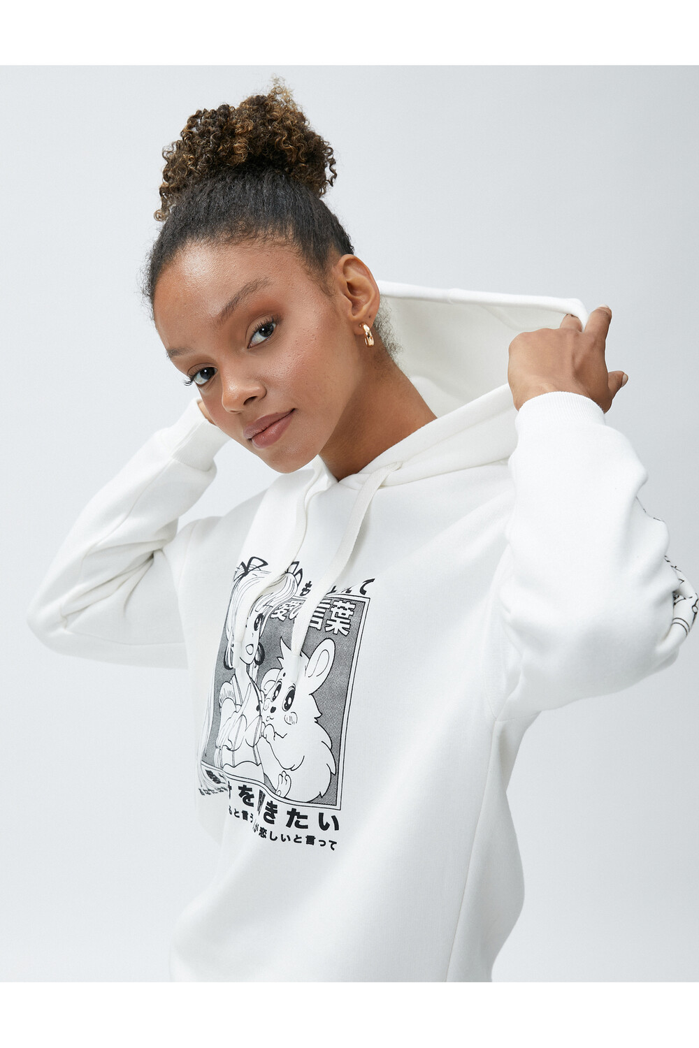 

Толстовка в стиле аниме Oversize с капюшоном и длинными рукавами Koton, экрю
