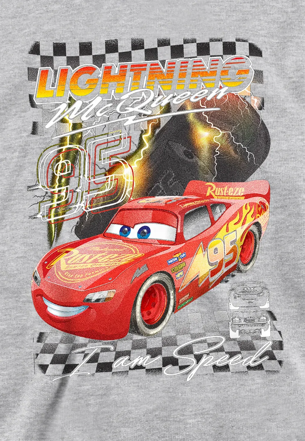 Детская толстовка Disney Cars Lightning Mcqueen I Am Speed, Athletic Heather, серый — фото 2