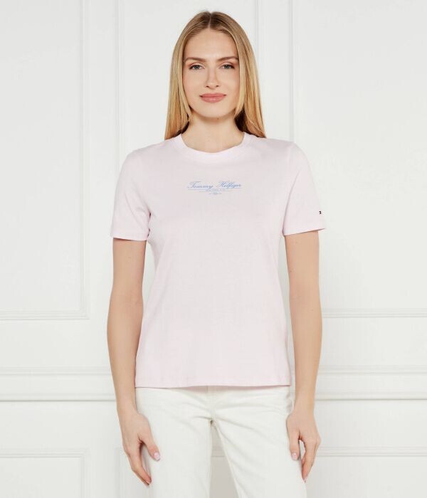 

Футболка женская Tommy Hilfiger с надписью, розовый