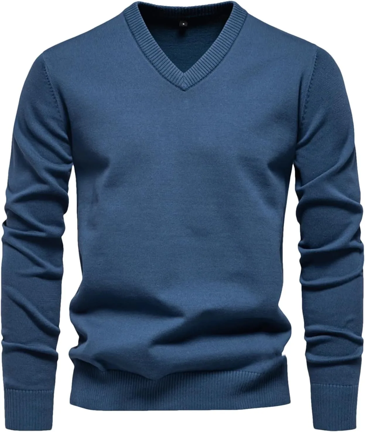 

Мужской вязаный пуловер с v-образным вырезом, хлопок, длинный рукав, slim fit