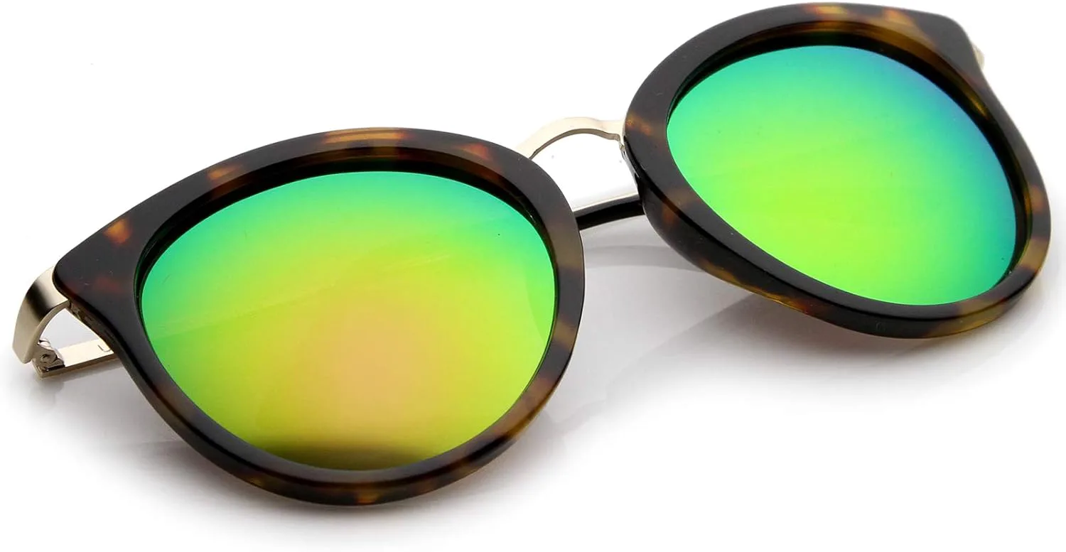 

Солнцезащитные очки zeroUV Modern Slim Metal Duns с цветными зеркальными линзами в форме «кошачьего глаза», диаметр линз 54 мм, Tortoise-gold / Pink-green Mirror