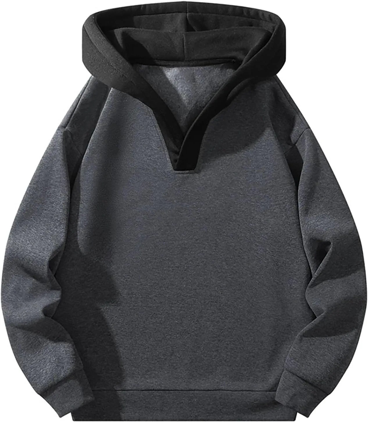 Мужская толстовка с четвертью молнии 2025 Casual Drop Shoulder Fleece с капюшоном контрастного цвета — фото 3