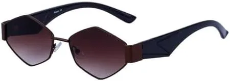 

Модные шестиугольные солнцезащитные очки для женщин, уникальные многоугольные солнцезащитные очки для мужчин, винтажные очки в маленькой оправе MTZJH, C2 Brown