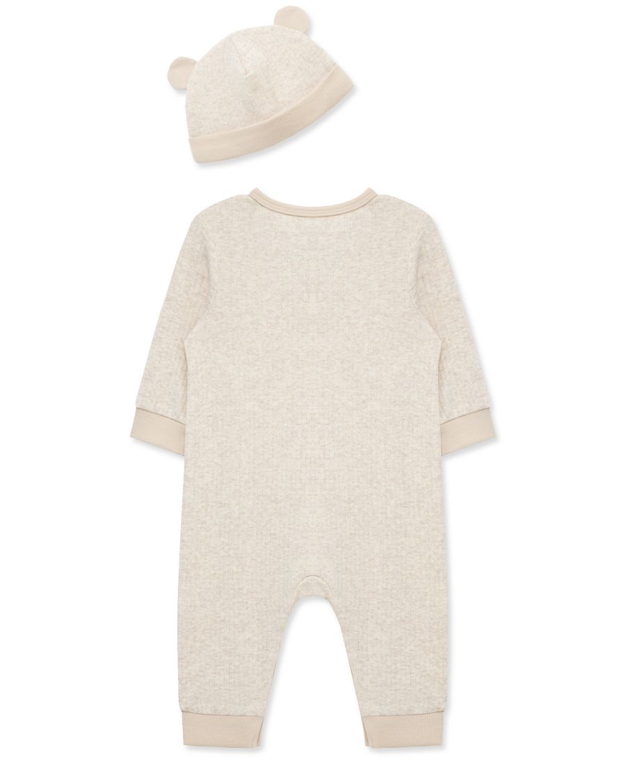 Детский комбинезон на пуговицах и шапочка Little Me, Beige — фото 2
