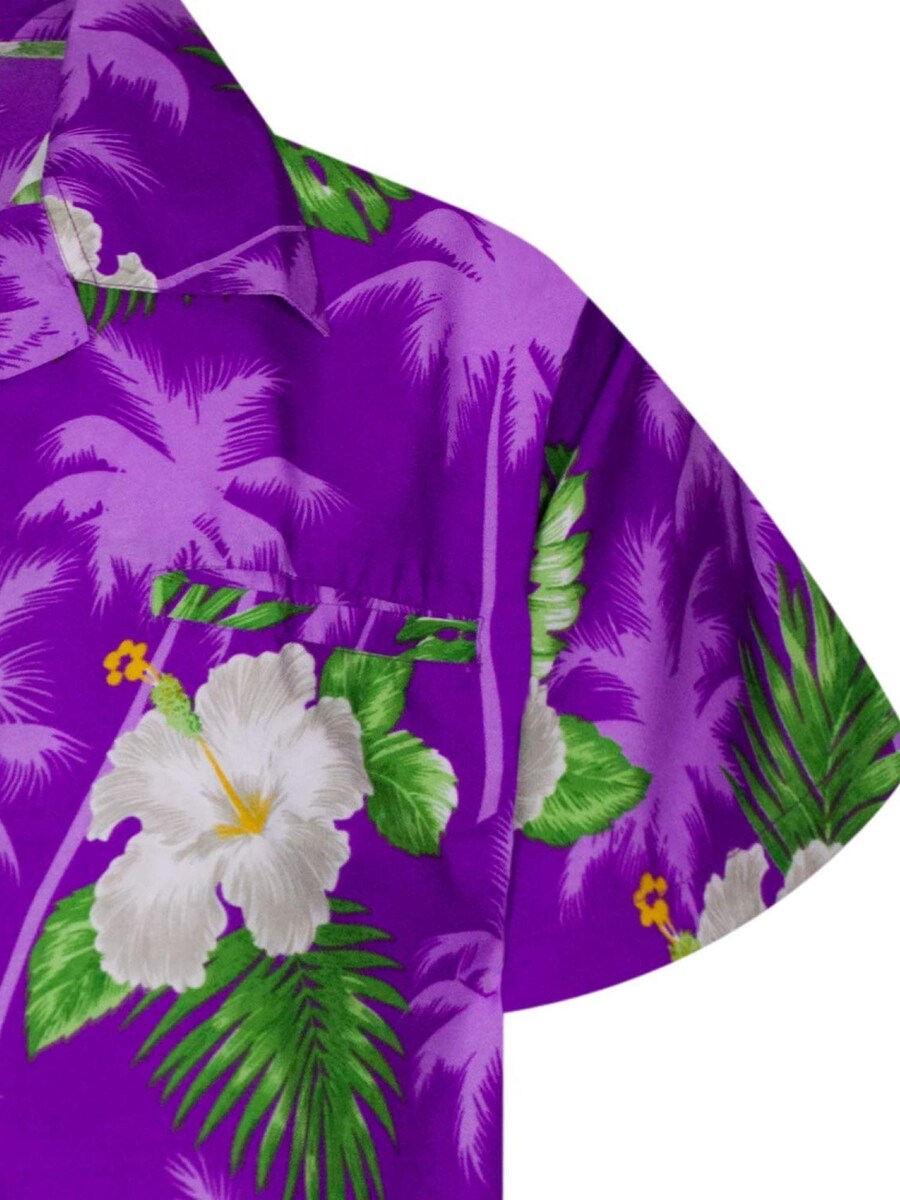 Рубашка на пуговицах классического кроя King Kameha Small Flower, фиолетовый — фото 4