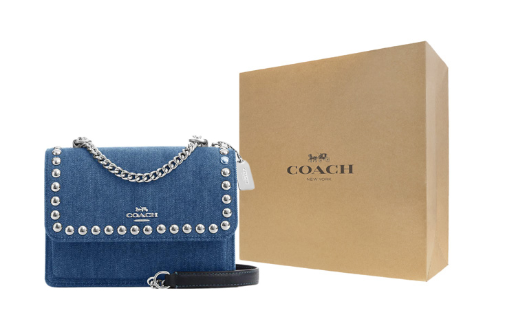 

COACH Кожаная сумка через плечо мини из денима синего цвета