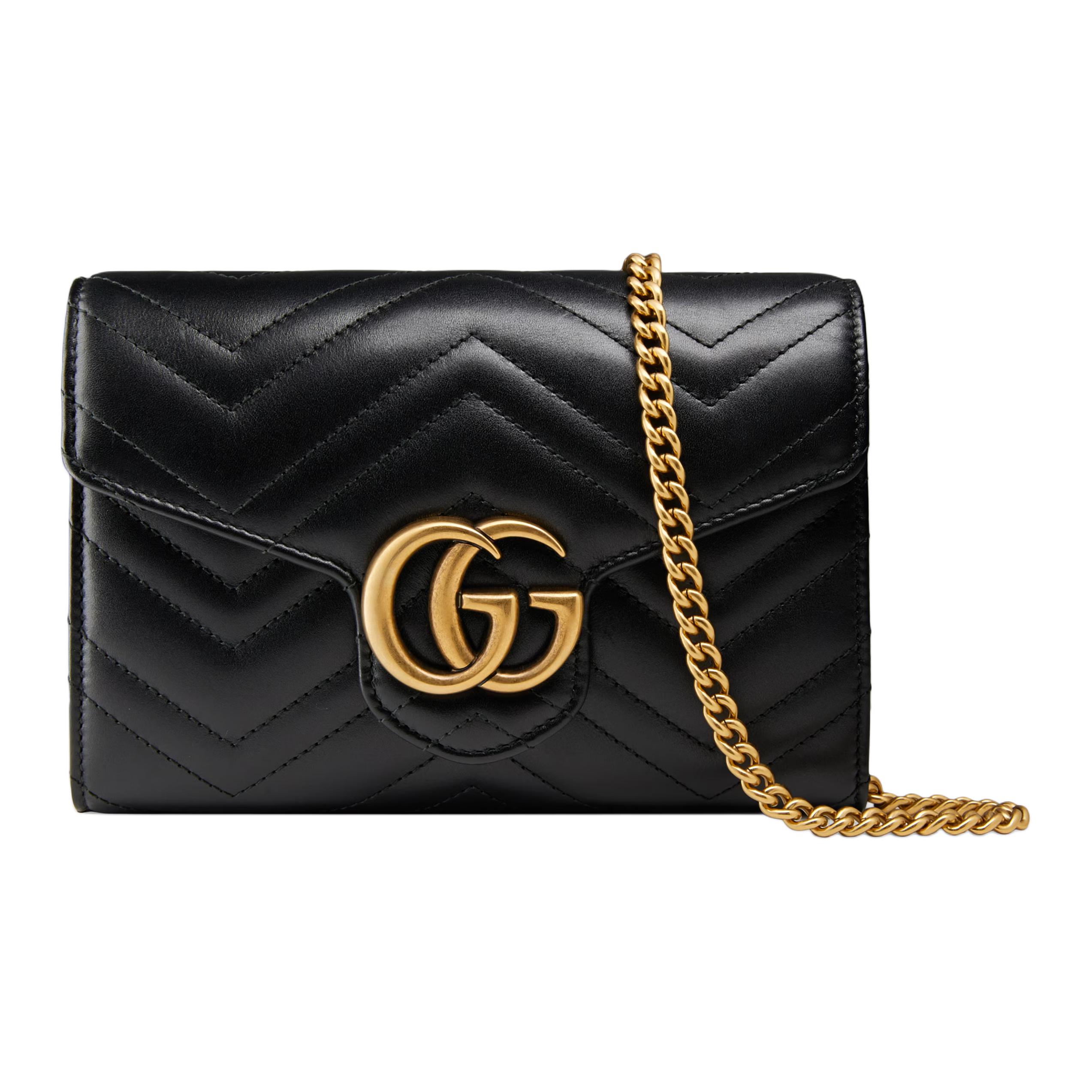 

GUCCI Сумка GG Marmont кожаная миниатюрная через плечо