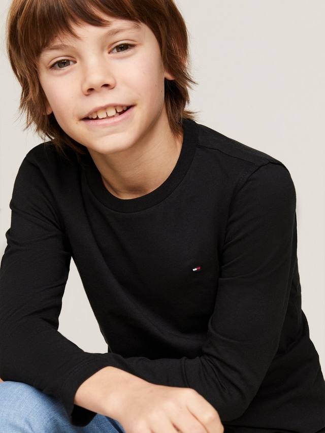 Детская базовая футболка с длинным рукавом и круглым вырезом Tommy Hilfiger, Black — фото 3