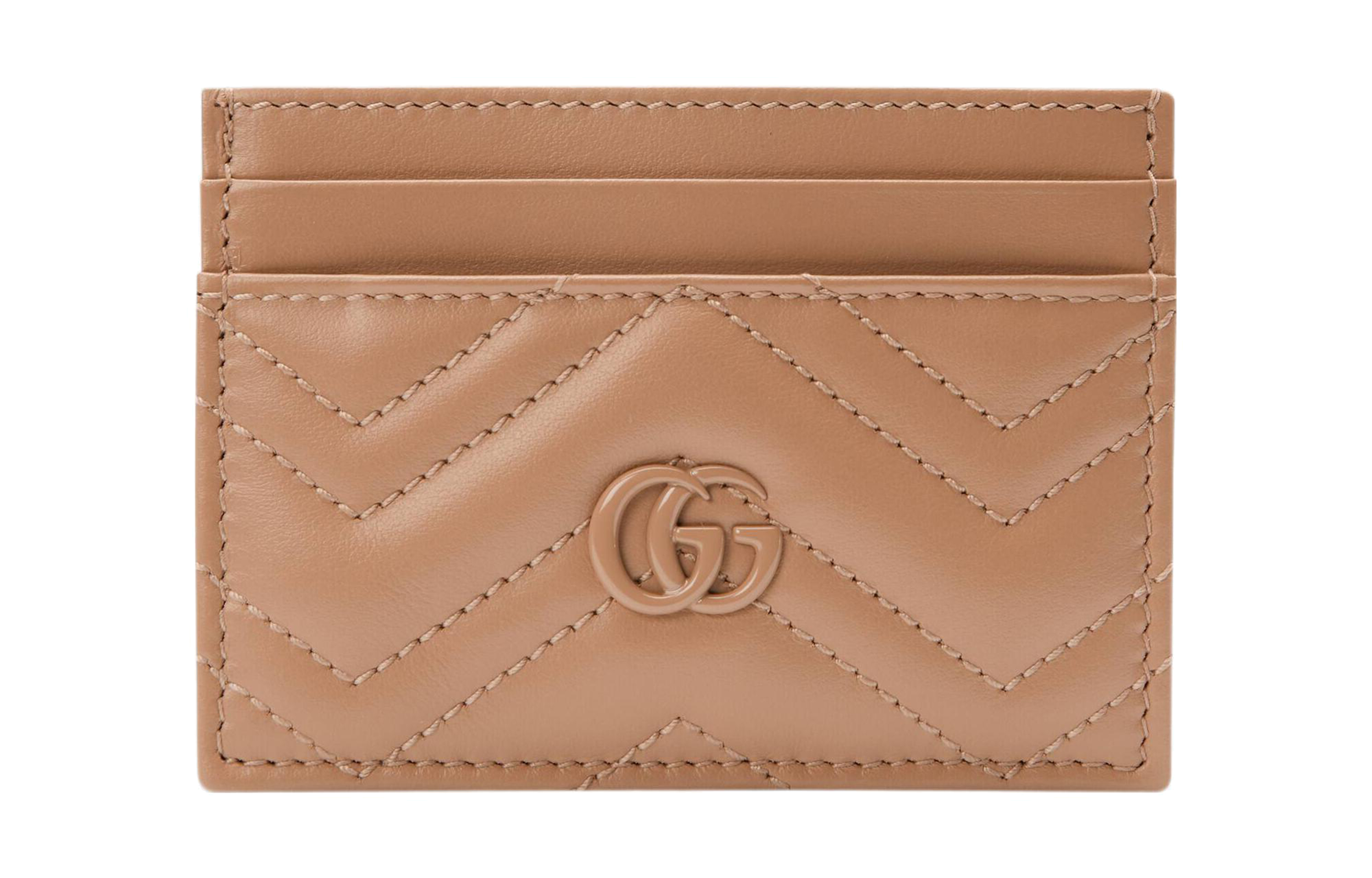 

GUCCI Женский кожаный держатель карт GG Marmont, розово-бежевый