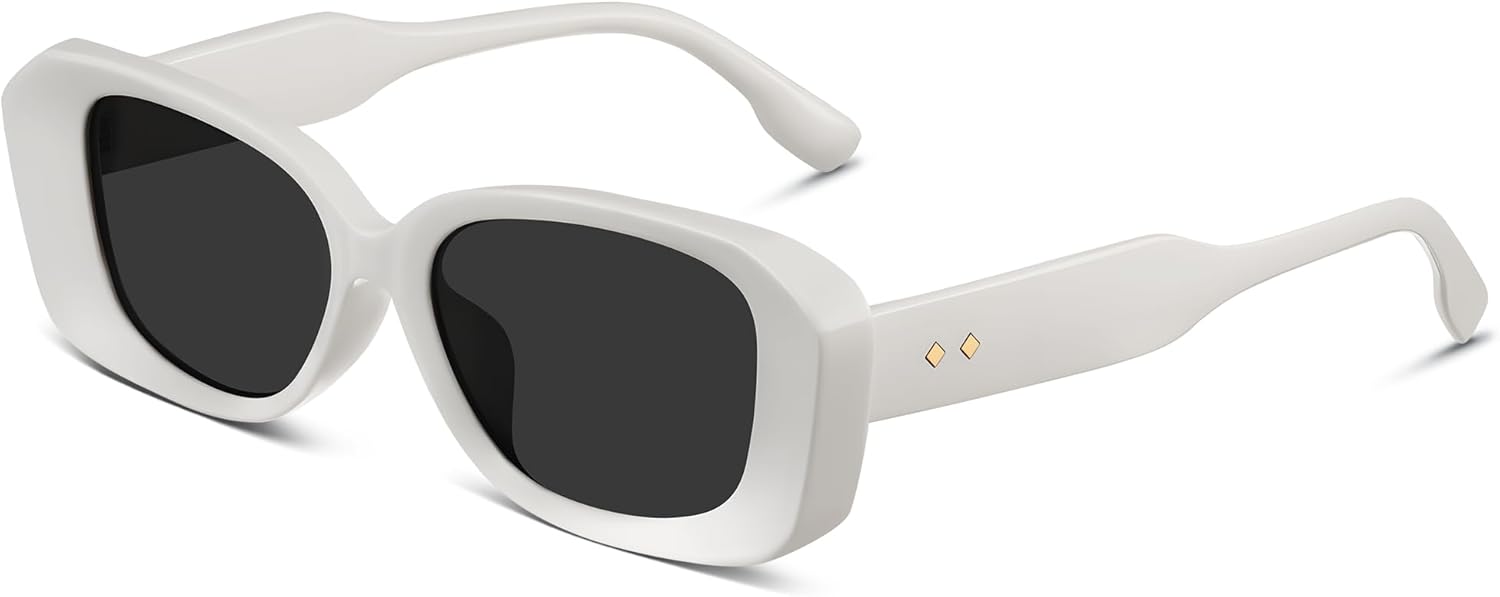 

Женские солнцезащитные очки матово-черного цвета, классическая ретро-квадратная оправа, модные солнцезащитные очки с защитой от УФ-излучения Foliful, A04-white Frame Gray