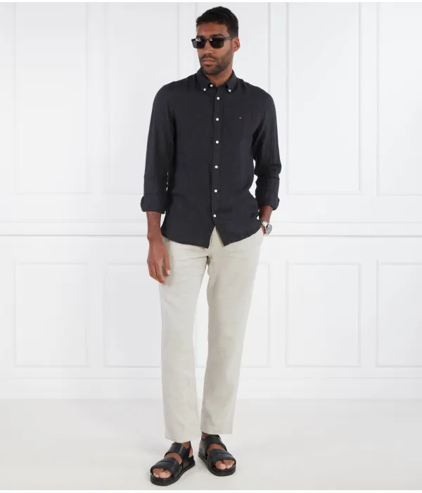 Рубашка из льна, окрашенная пигментом Regular fit Tommy Hilfiger, серый — фото 2