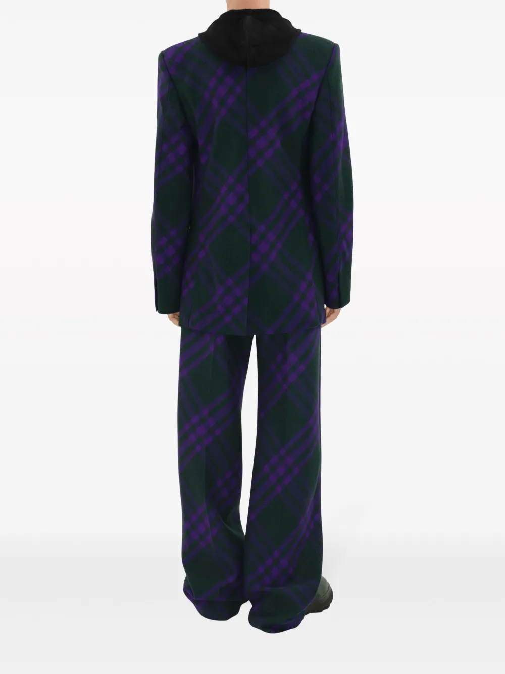 Брюки шерстяные BURBERRY в клетку, фиолетовый — фото 4