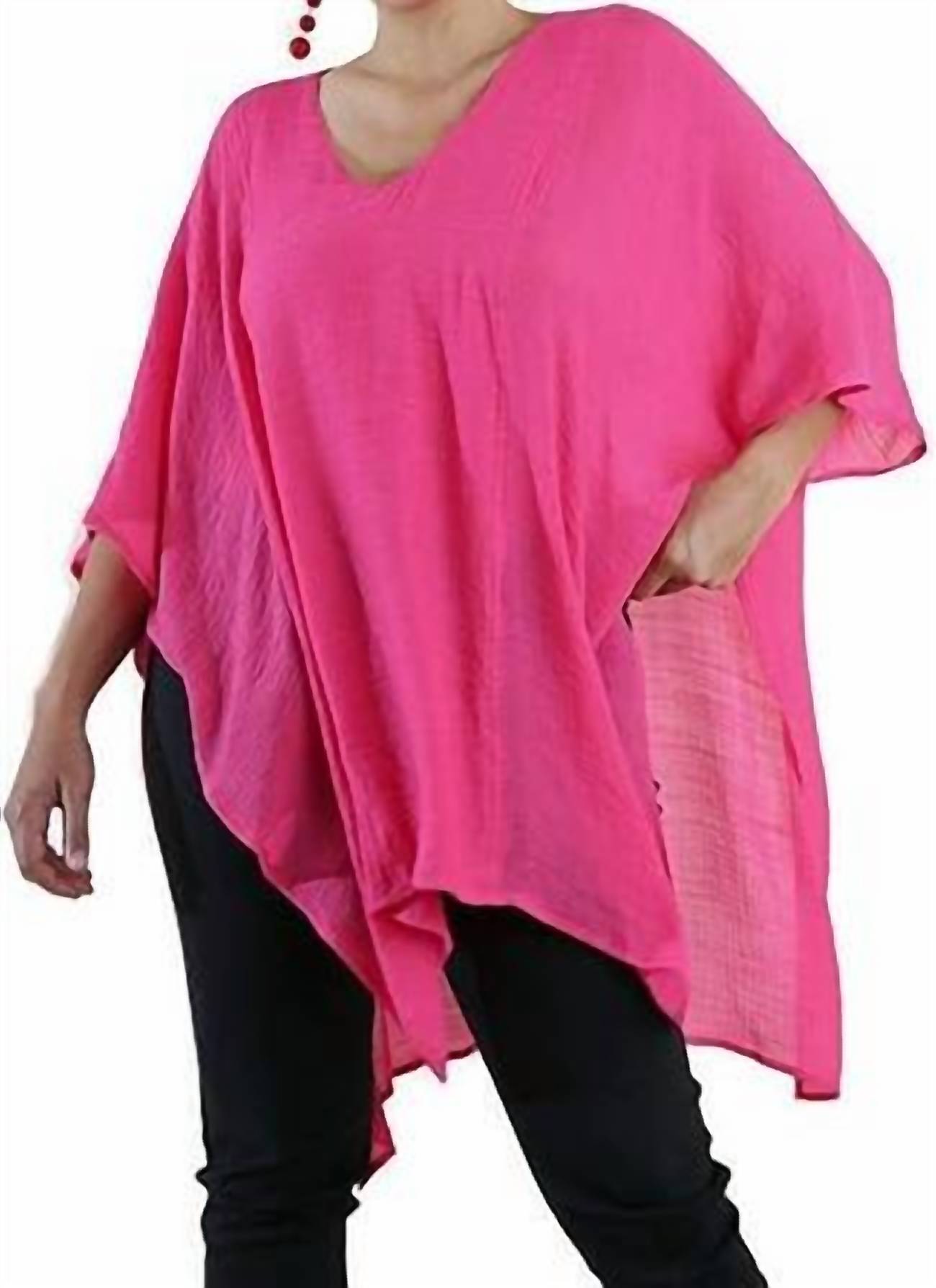 

V-образный кафтан-туника в ягодном оттенке Umgee, Berry