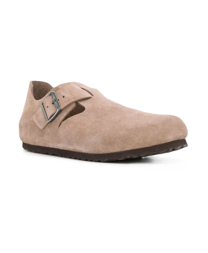 Замшевые туфли бежево-коричневого цвета с пряжкой Birkenstock, бежевый — фото 2