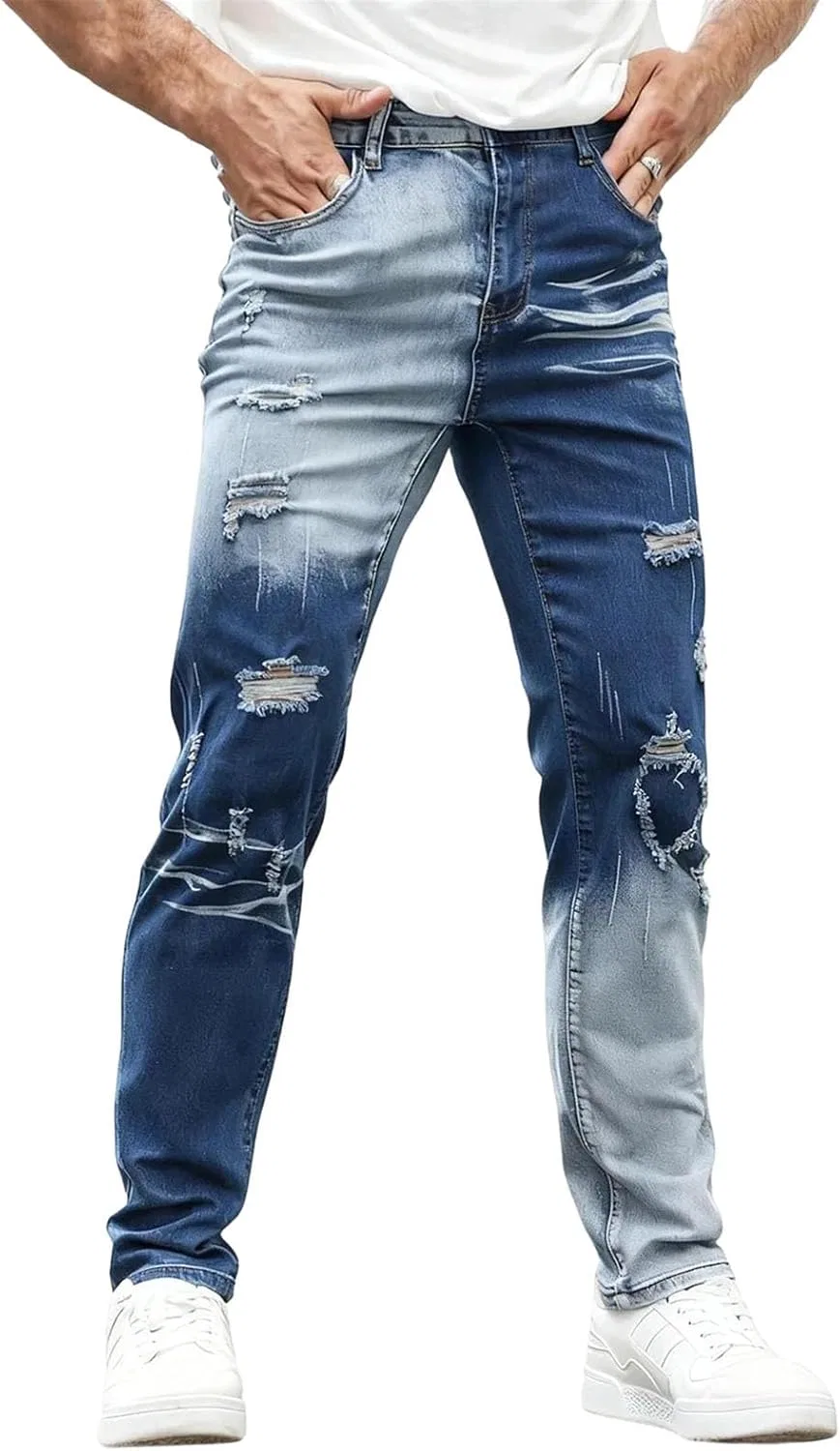 Джинсы прямые slim fit с патчворком, A C
