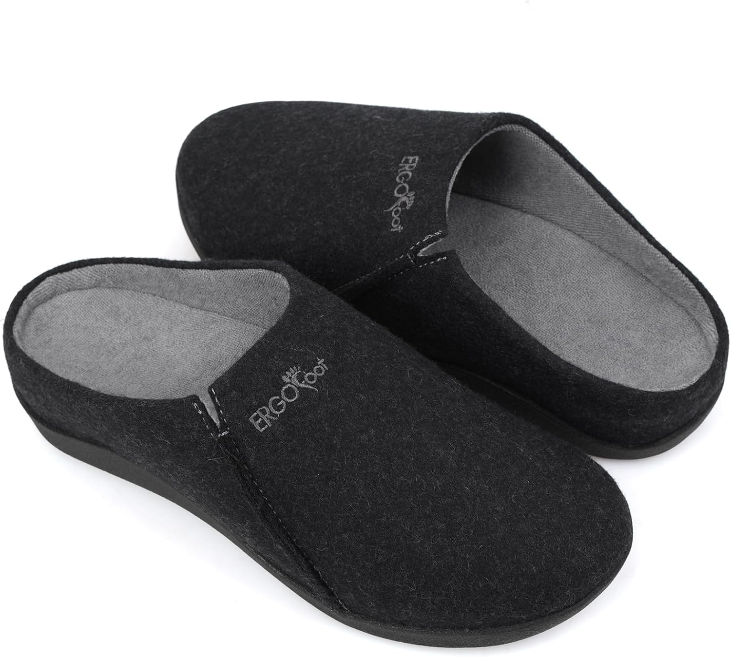 

Домашние тапочки ERGOfoot с поддержкой свода стопы, ортопедические тапочки для облегчения боли при плантарном фасците, удобные войлочные сабо, противоскользящие домашние и тапочки для женщин и мужчин, черный