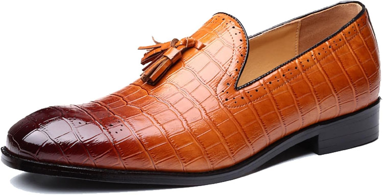 

Мужские классические британские туфли-слипоны из искусственной кожи, с резным дизайном, деловые формальные туфли с кисточками Generic, коричневый