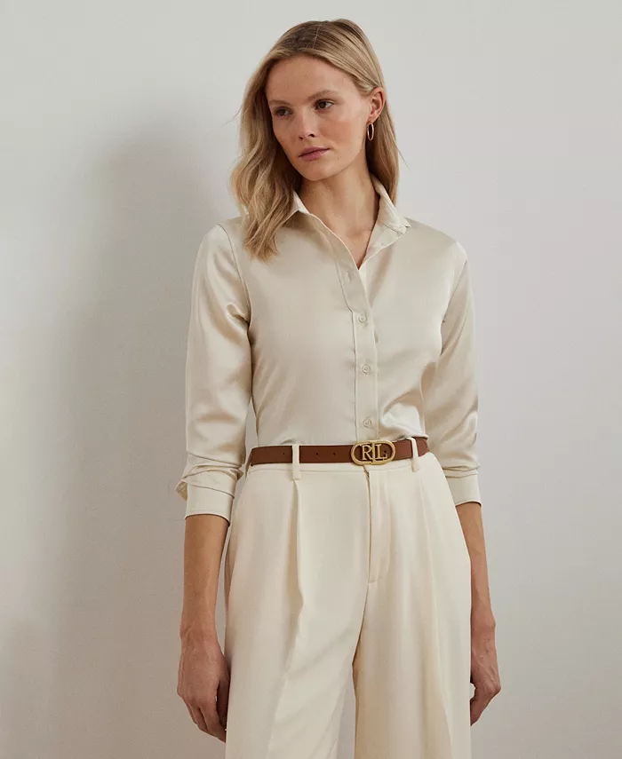 

Женская рубашка из сатинового шармуза Lauren Ralph Lauren, белый