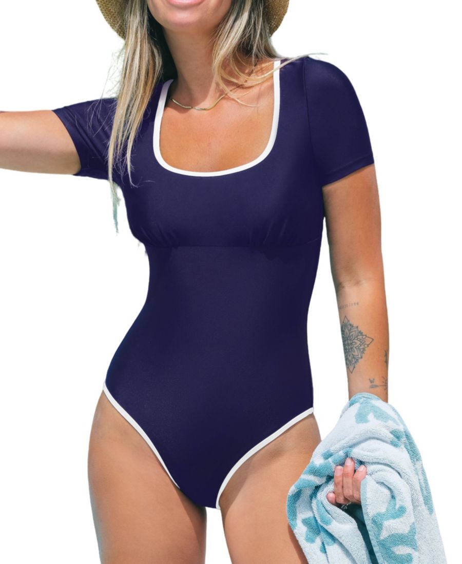 

Женский быстросохнущий купальник-слитный с застежкой-молнией сзади Cupshe, Dark blue