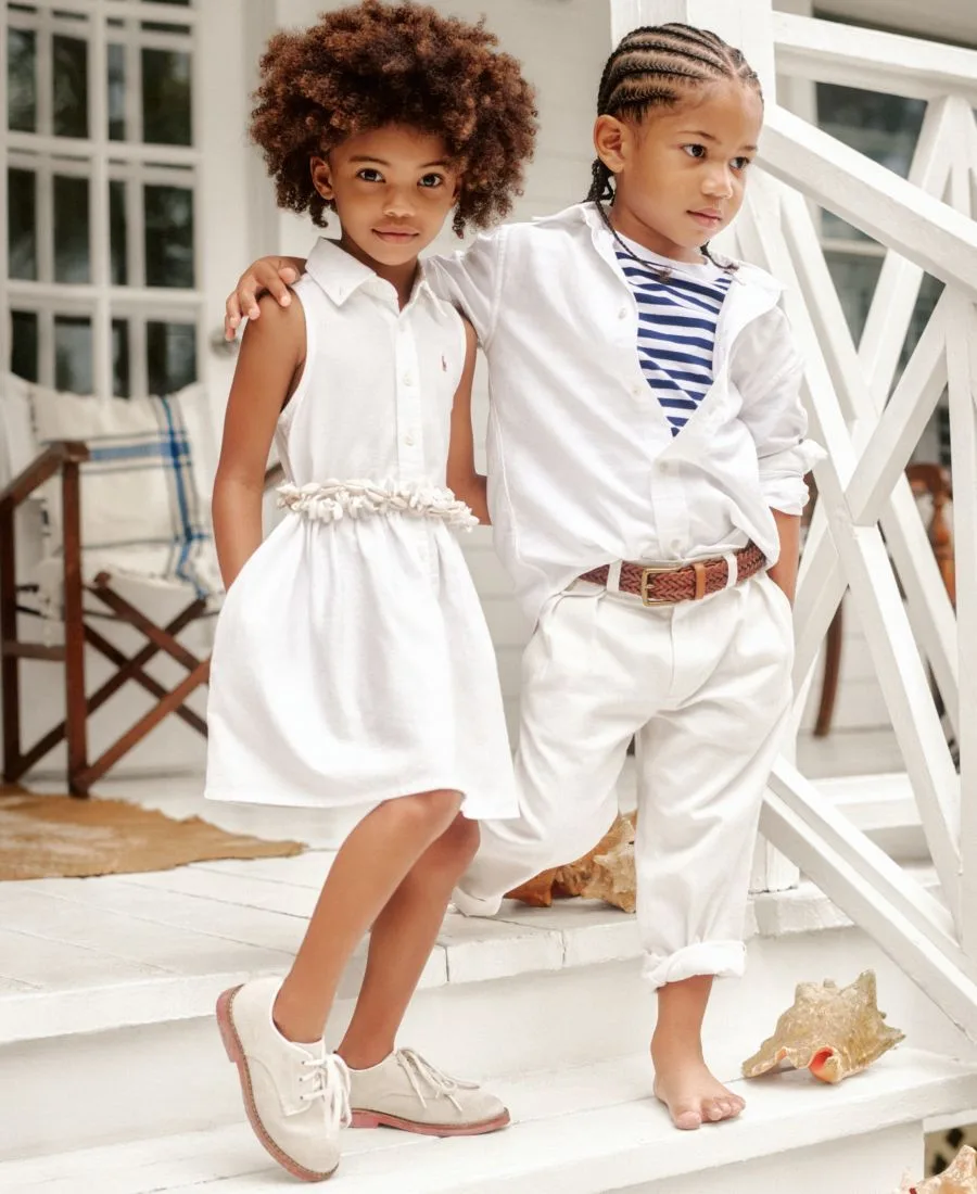 Girl's & Boy's Back to School Sibling Matching Moment Polo Ralph Lauren, белый — фото 4