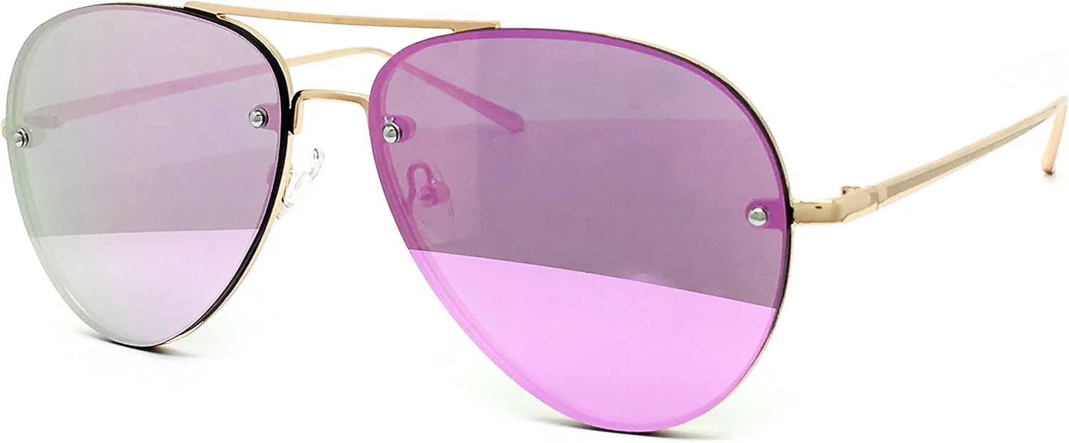 

7191-1 Премиальные солнцезащитные очки-авиаторы большого размера с плоской оправой, зеркальными металлическими линзами (ФИОЛЕТОВЫЕ, 61) O2 eyewear, Purple