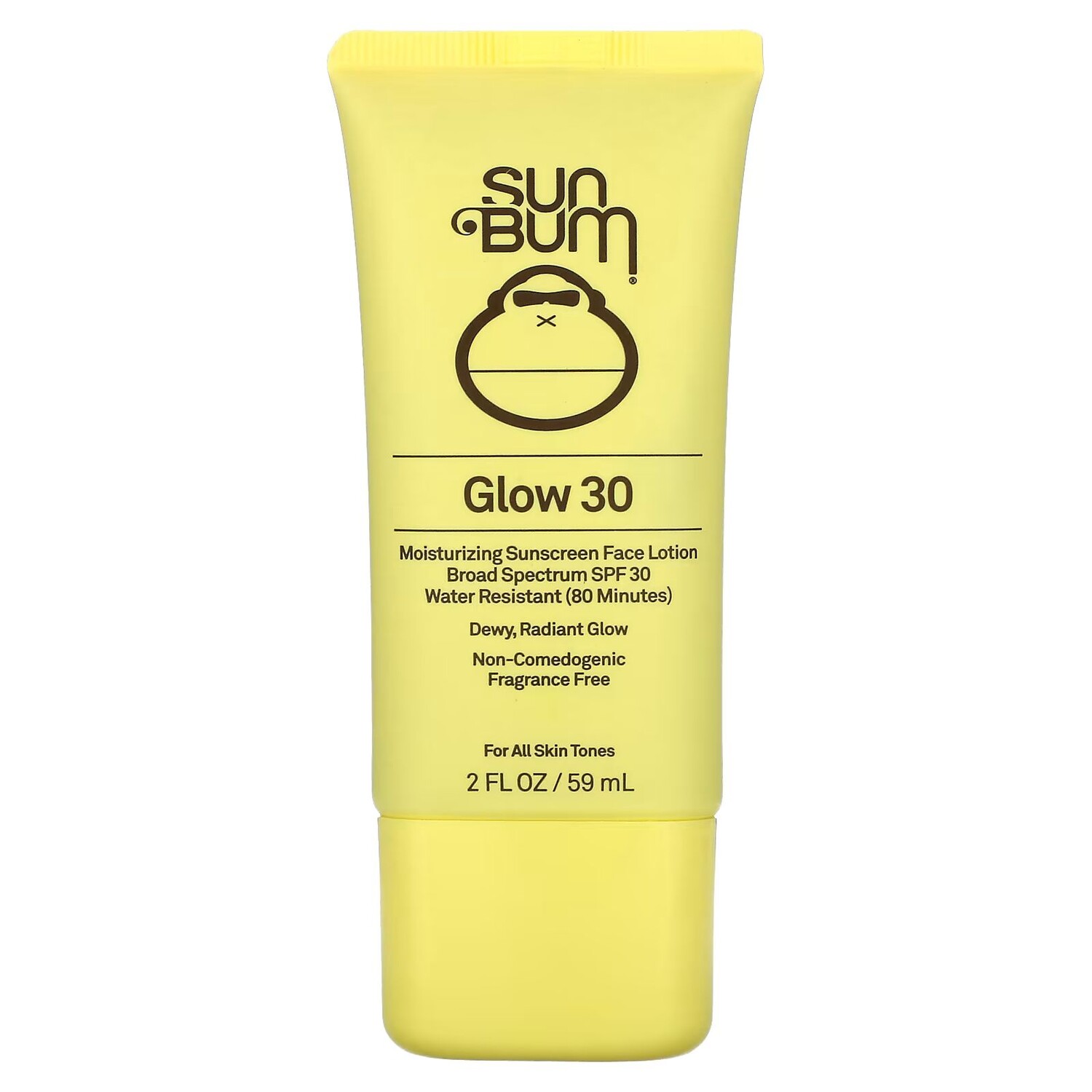 

Glow 30, Увлажняющий солнцезащитный лосьон для лица, SPF 30, без отдушек, 2 жидкие унции (59 мл) Sun Bum