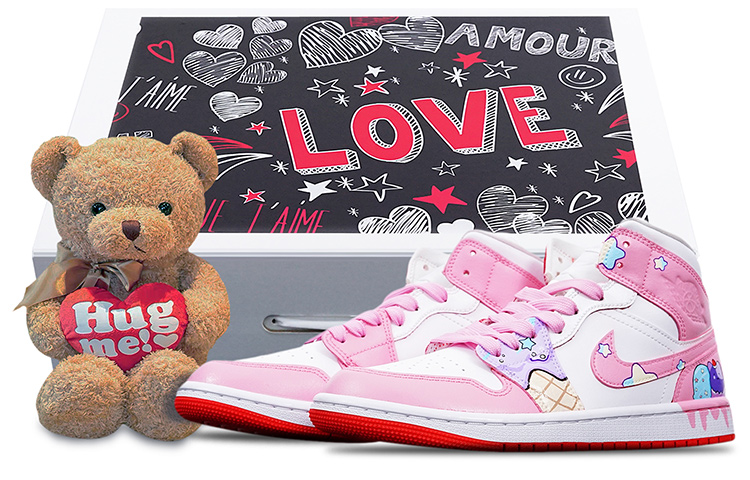 

Кроссовки Air JORDAN 1 Vintage Basketball Shoes Women's High-Top Pink White