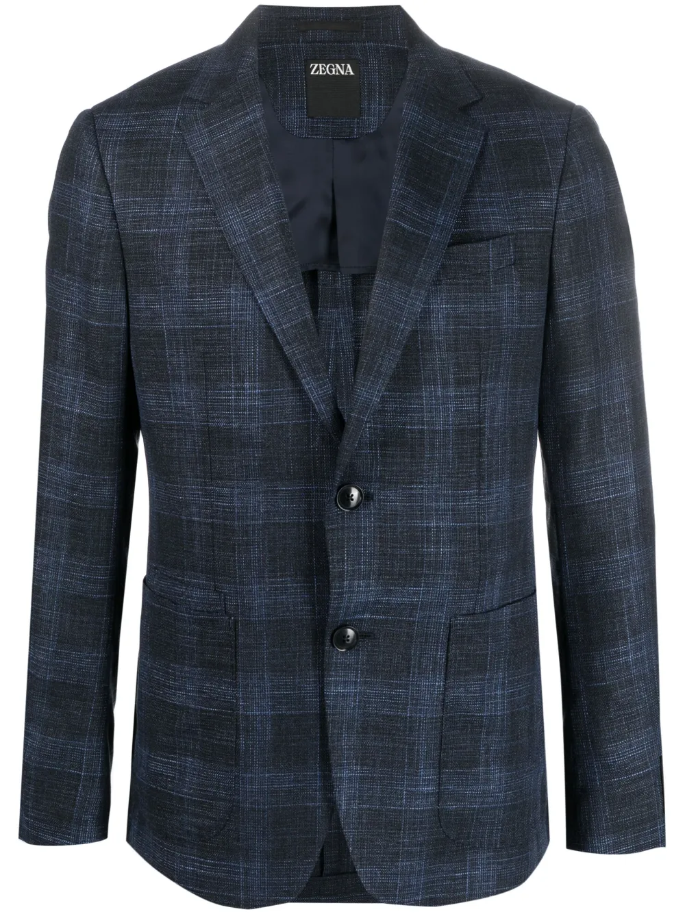 

Однобортный пиджак в клетку Zegna, синий