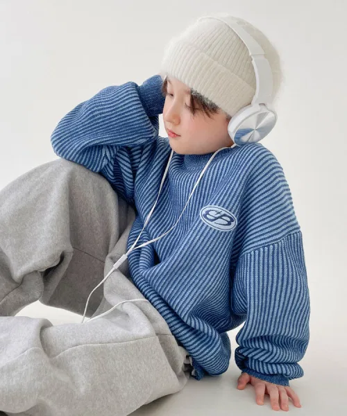 Свитер детский с гитарным принтом BERRYCLOSET, акрил, синий — фото 3