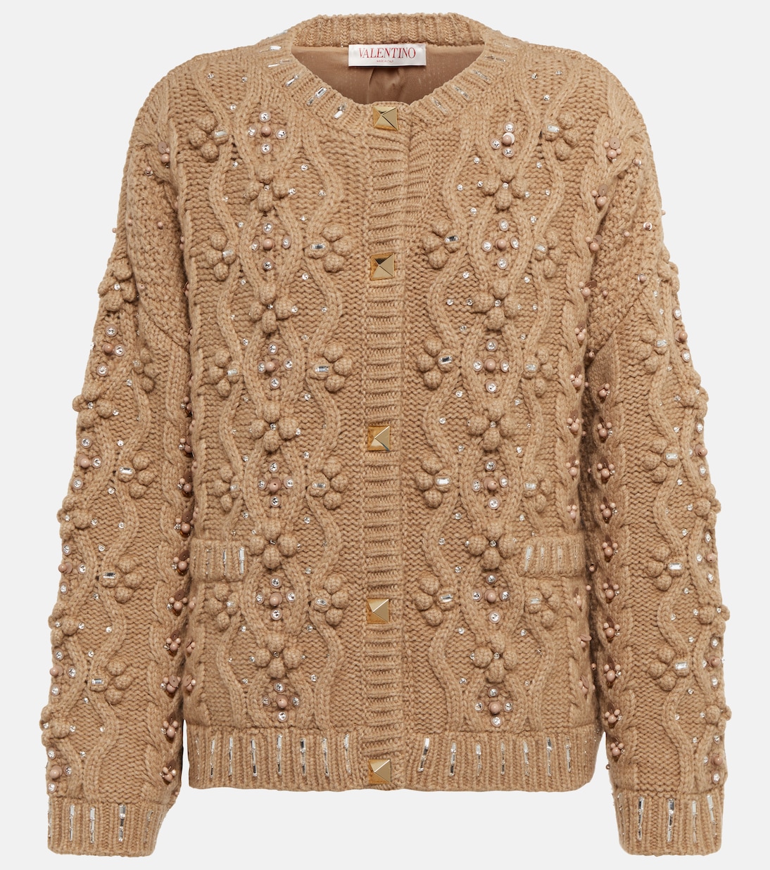 

Вышитый кардиган из смесовой шерсти Valentino, Cammello