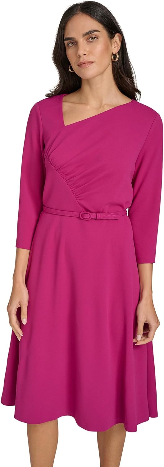 

Женское базовое платье миди из крепа-скуба без рукавов Calvin Klein, Boysenberry